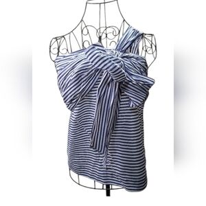 NWOT DO+BE  🌸 SIZE SMALL==BLUE & WHITE STRIPED / ONE SHOULDER BLOUSE